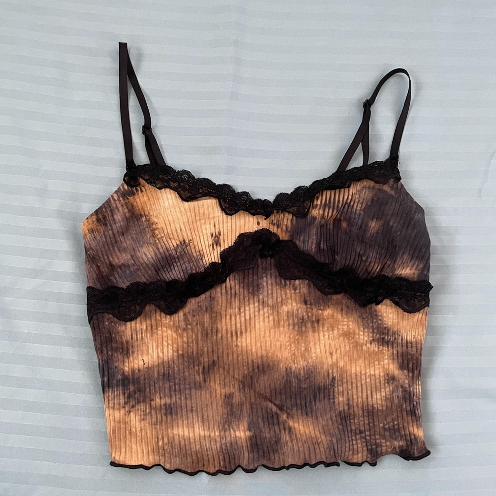 Y2K Cross Lace Tie Dye Tank Top